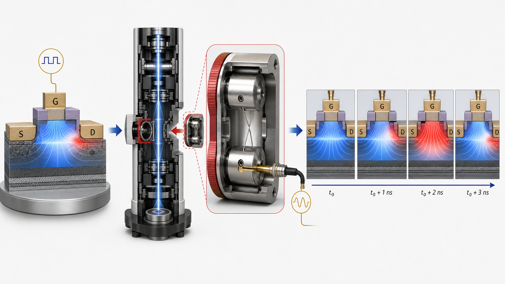 RF electron biprism for nanosecond TEM